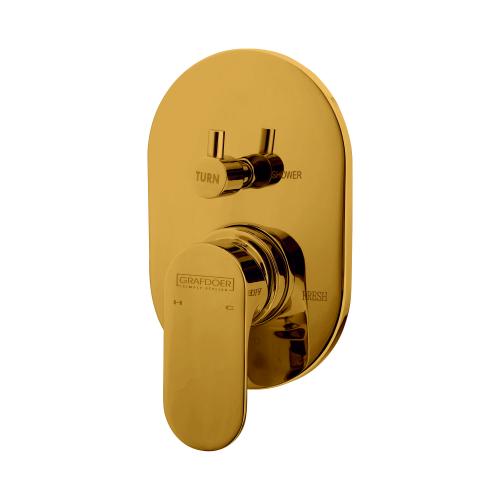 Single Lever Concealed Mixer & Diverter High Flow  exposed parts kit consisting of operating lever &  wall flange(suitable for item no. DCB 4545 & DCB 2245) Gold